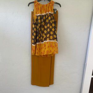 Gibson Latimere Pants Set: Top - Small, Multi Color;  Pants - 6, Burnt Orange